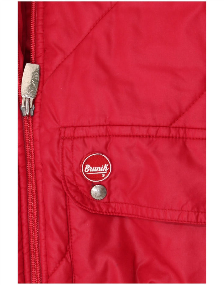 Brunik Herren Wattierte Jacke UK 38 Mittelroter Farbblock