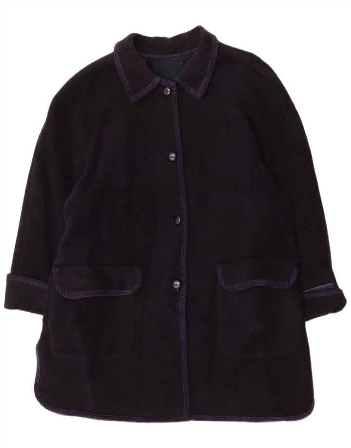 Vintage Womens Overcoat UK 20 2XL Navy Blue Wool