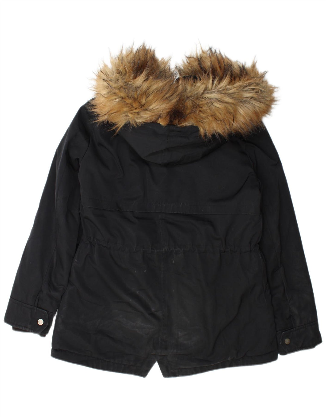 Zara Womens Hooded Parka Jacket UK 14 Medium Black Polyester