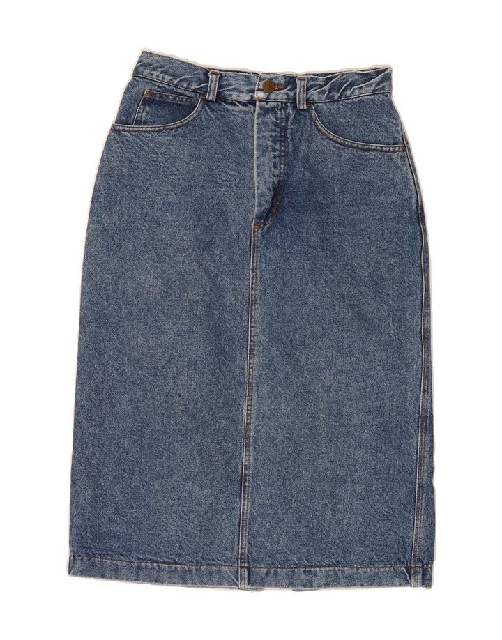 WEST VALLEY Womens Denim Skirt IT 44 Medium W28 Blue Cotton Vintage West Valley and Second-Hand West Valley from Messina Hembry 