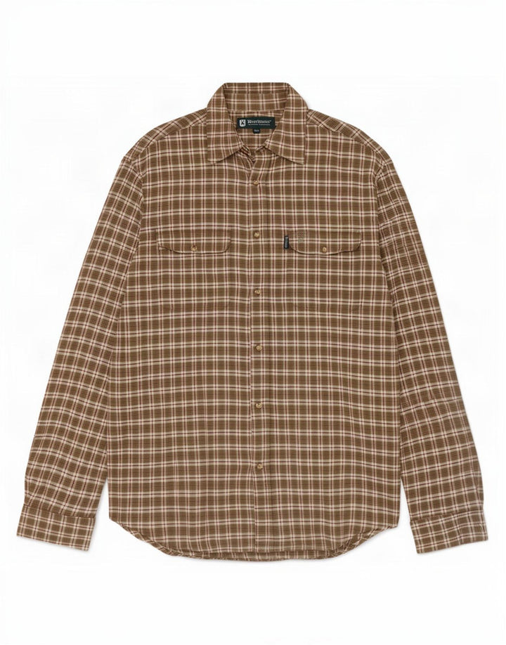 Deerhunter Mens Flannel Shirt UK 38/40 Medium Green Check Cotton