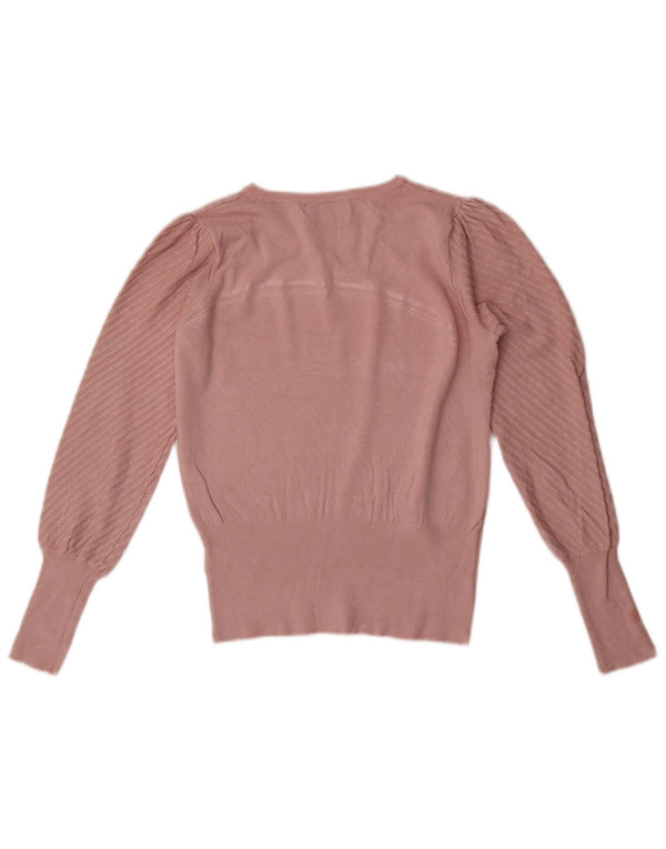 Marks & Spencer Dame Boat Neck Jumper Sweater UK 10 Small Pink Striped