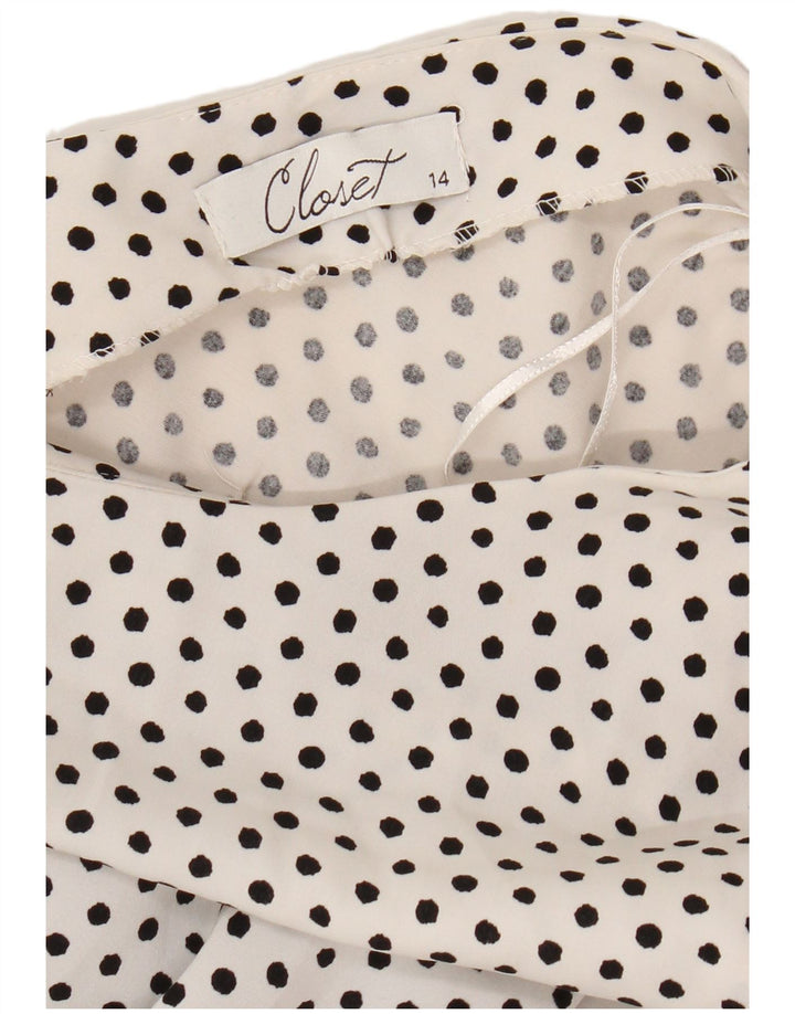 CLOSET Womens Sleeveless Sheath Dress UK 14 Medium Black Polka Dot