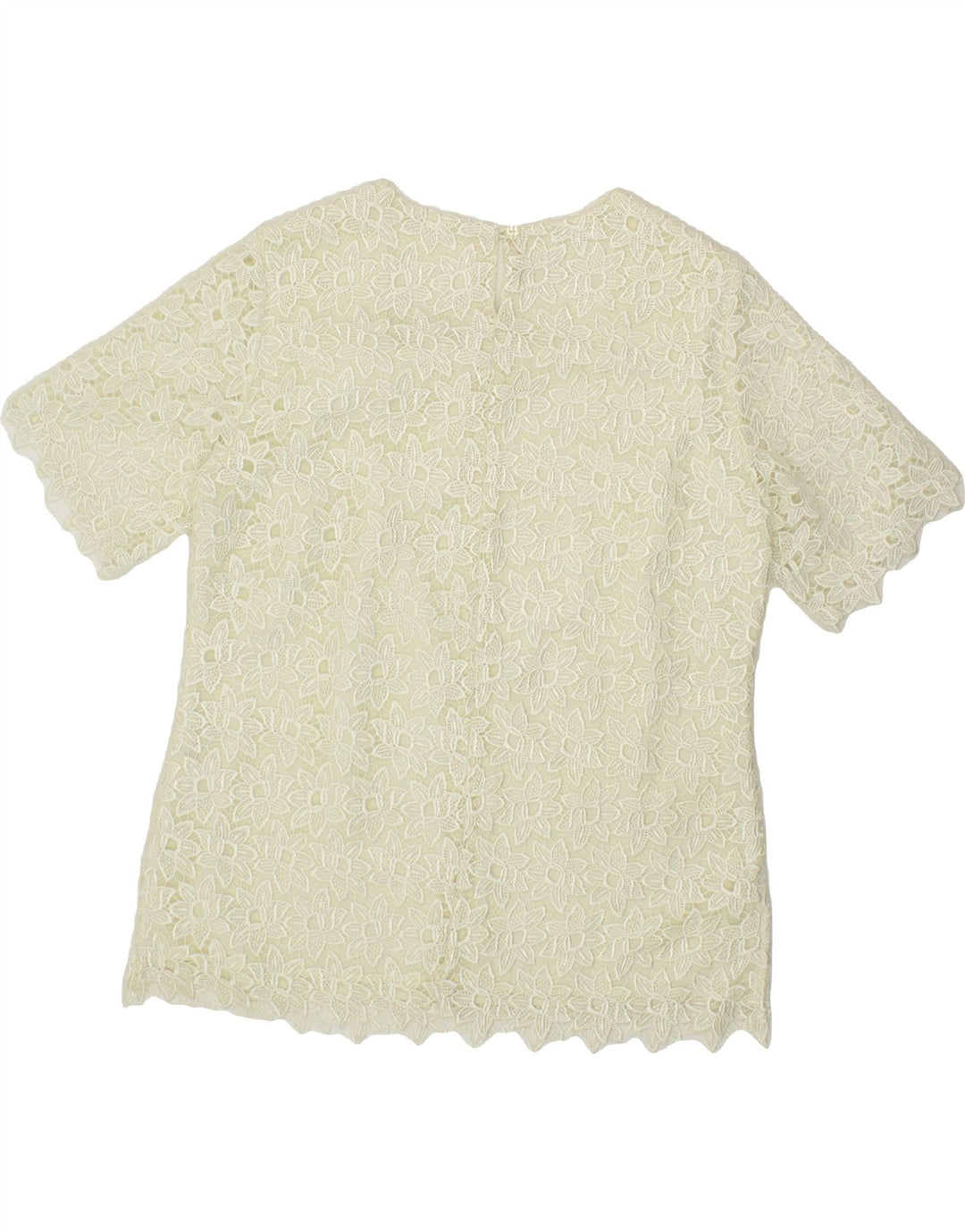VINTAGE Womens Blouse Top UK 14/16 Large White Floral Polyester Vintage Vintage and Second-Hand Vintage from Messina Hembry 