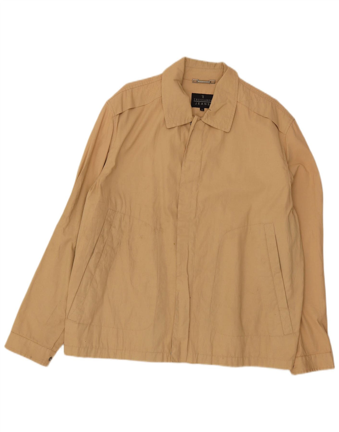 Trussardi Jeans Mens Bomber Jacket IT 50 Large Beige Cotton
