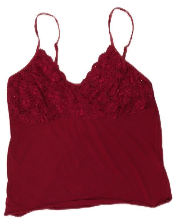 Jigsaw Womens Crop Cami Top UK 10 Small Borgogna Modal