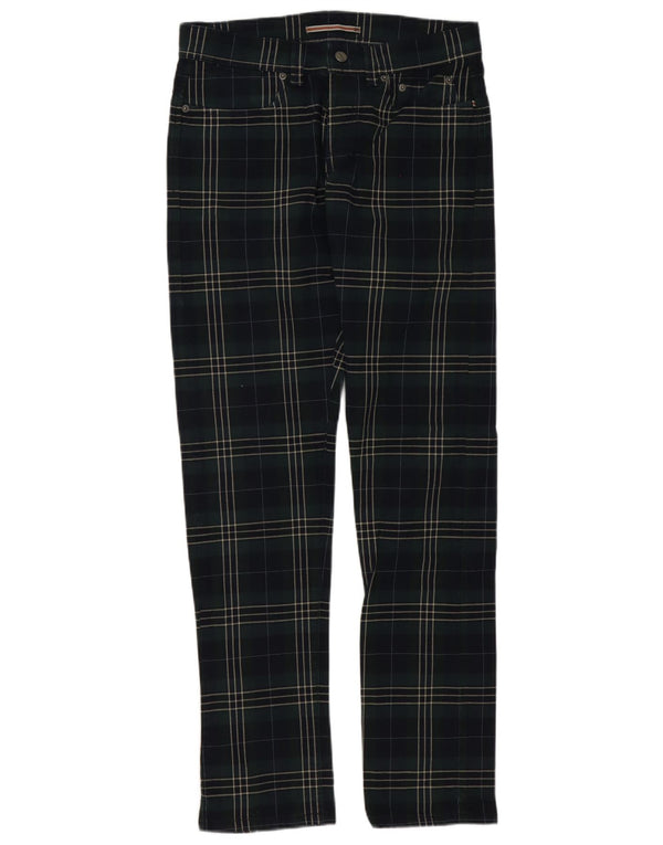 SIVIGLIA Pantalones informales rectos para hombre W31 L34 Algodón a cuadros verde