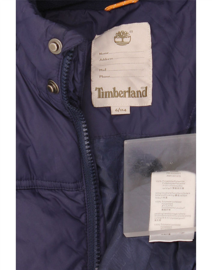 Timberland Boys Hooded Padded Jacket 5-6 Years Navy Blue Polyamide