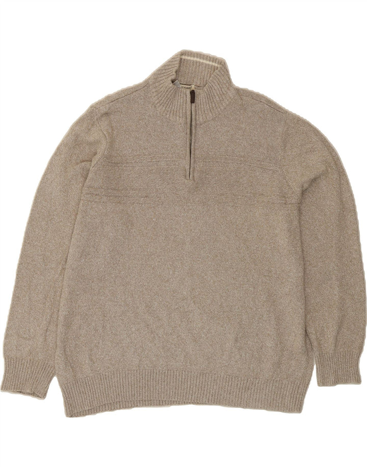 DOCKERS Mens Zip Neck Jumper Sweater 2XL Grey Cotton Vintage Dockers and Second-Hand Dockers from Messina Hembry 