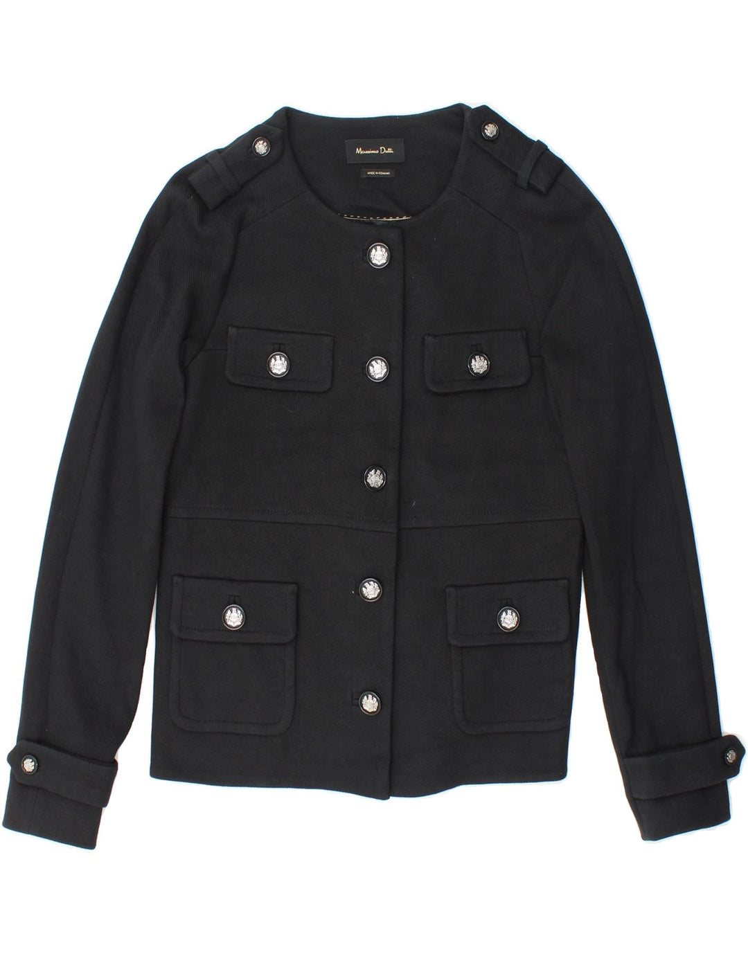 MASSIMO DUTTI Womens Military Jacket EU 38 Small Black Cotton Vintage Massimo Dutti and Second-Hand Massimo Dutti from Messina Hembry 
