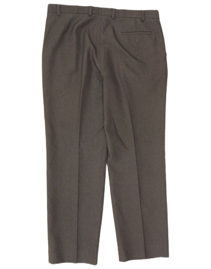 Calça masculina de terno reto Marks & Spencer W38 L33 cinza poliéster