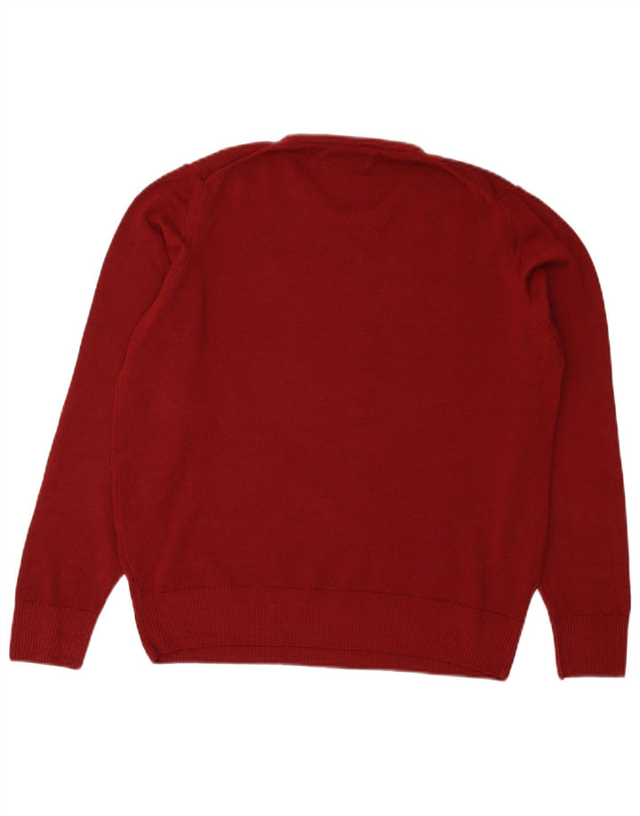Zara Herre Crew Neck Jumper Sweater Medium Burgundy Uld