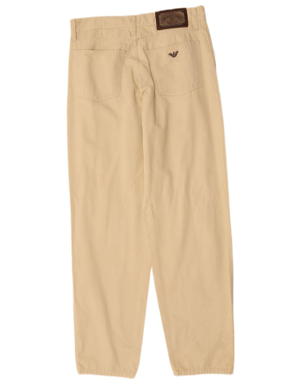 Pantaloni casual larghi da donna Armani W34 L32 in cotone beige
