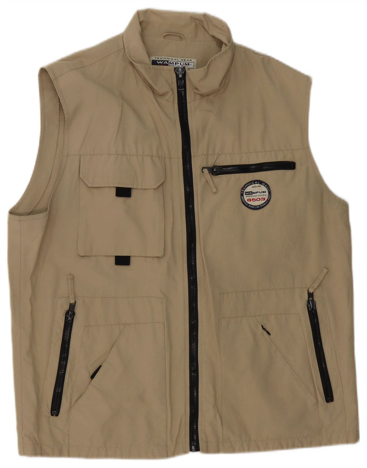 Wampum Mens Utility Gilet UK 42 XL Beige Polyester