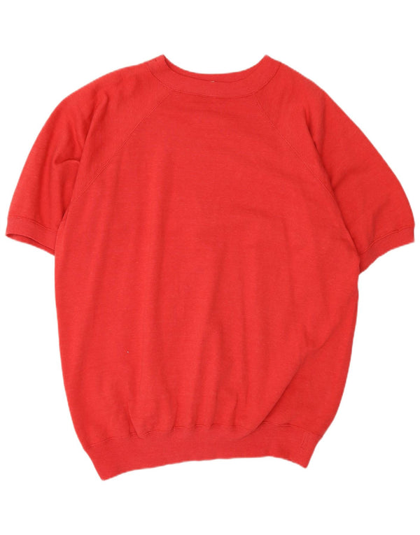Champion Mens Graphic Short Sleeve Sweatshirt Jumper Large Red Cotton