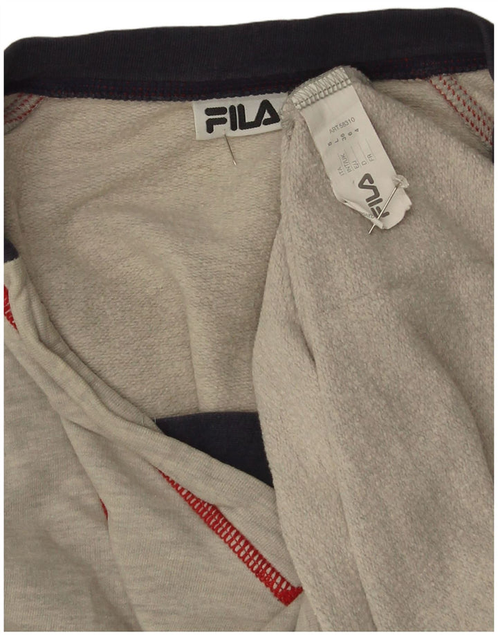 Fila Mens Graphic Top Long Sleeve Large Grey Striped Cotton