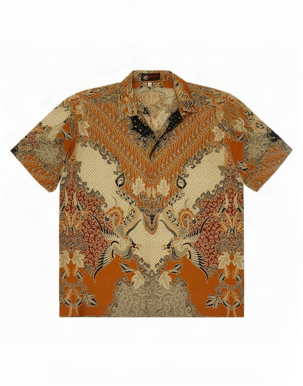 vintage Chemise à manches courtes pour hommes XL Brown Paisley