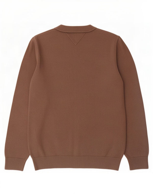 Tommy Hilfiger Mens Crew Neck Jumper Sweater Medium Brown Cotton