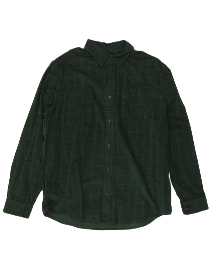 Marks & Spencer Mens Shirt XL Green Check Cotton