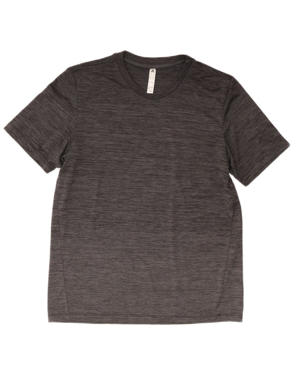 Adidas Herre T-Shirt Top Medium Grey Flecked Polyester