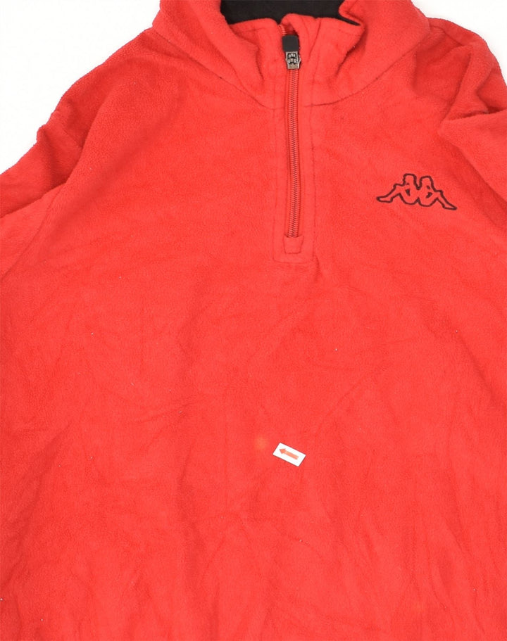 KAPPA Womens Zip Neck Fleece Jumper UK 14 Large Red Polyester | Vintage Kappa | Thrift | Second-Hand Kappa | Used Clothing | Messina Hembry 