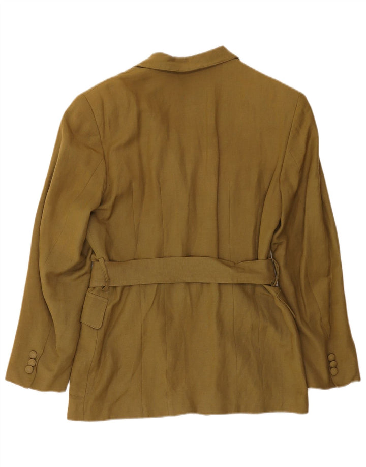 VINTAGE Womens 4 Button Blazer Jacket IT 44 Medium Khaki Rayon