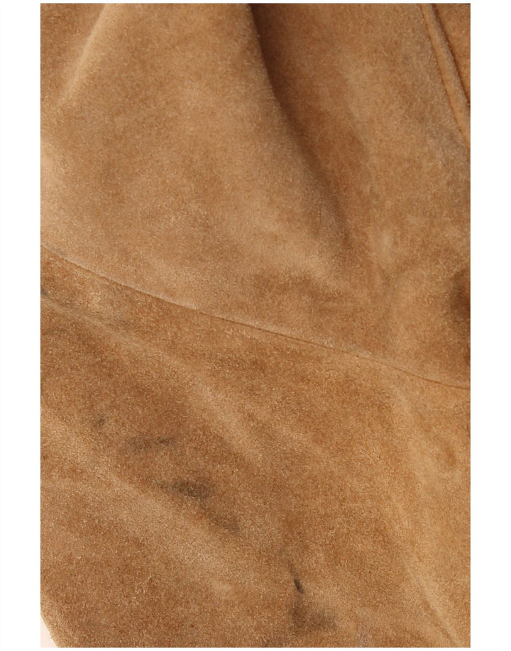 Vintage Womens Crop Suede Jacket UK 20 2XL Brown Western
