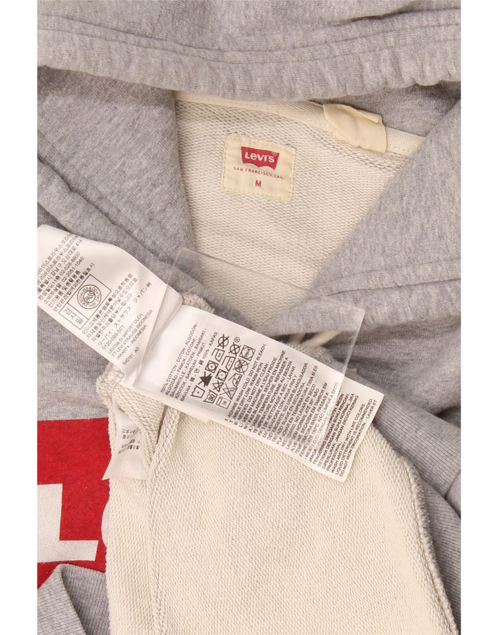 Levi's Mens Graphic Hoodie Jumper Medium Grey Flecked Cotton