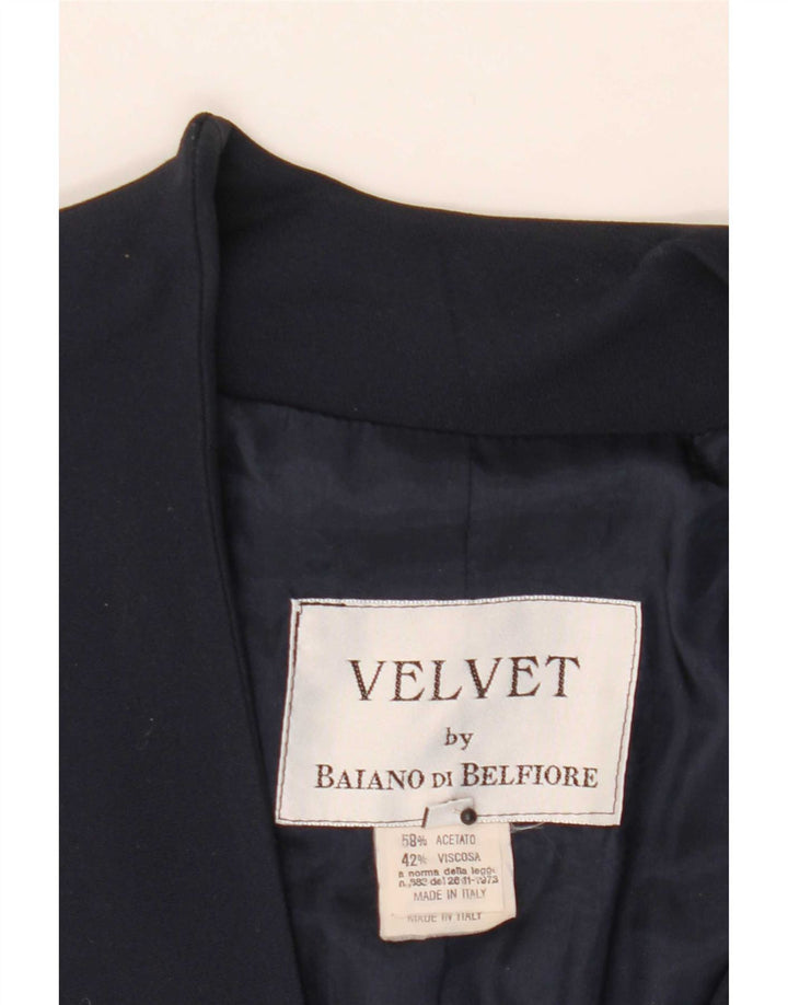 Jaqueta blazer feminina vintage com 3 botões IT 46 grande acetato azul marinho
