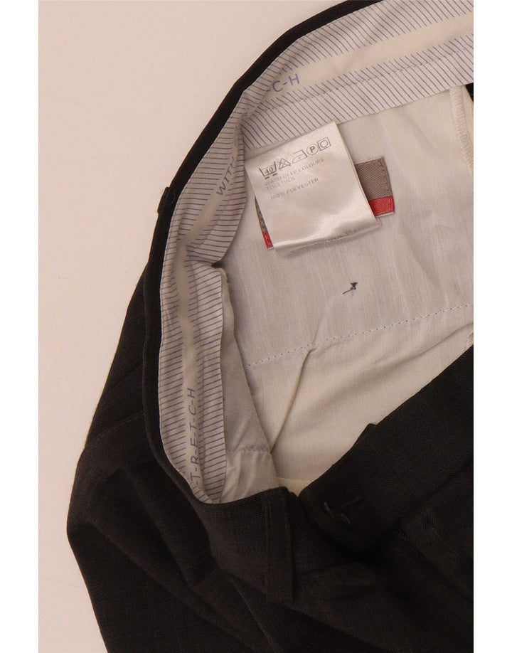 Marks & Spencer Mens Pegged Suit Trousers W34 L33 Grey Polyester