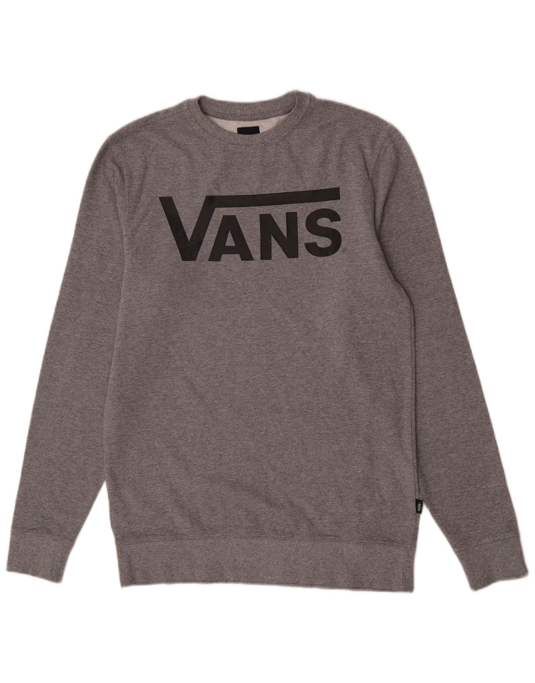 Vans Mens Graphic Moletom Jumper Pequeno Algodão Cinza