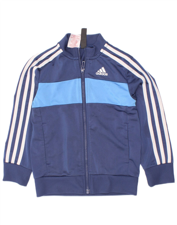 Adidas Jungen-Trainingsanzug-Top-Jacke, 5–6 Jahre, marineblaues Farbblock-Polyester
