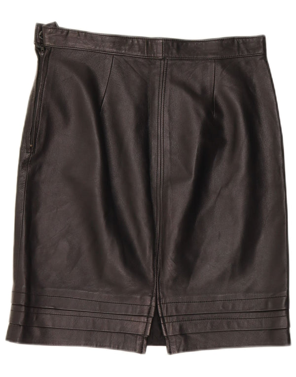 Vintage Womens Leather Skirt W28 Medium Black