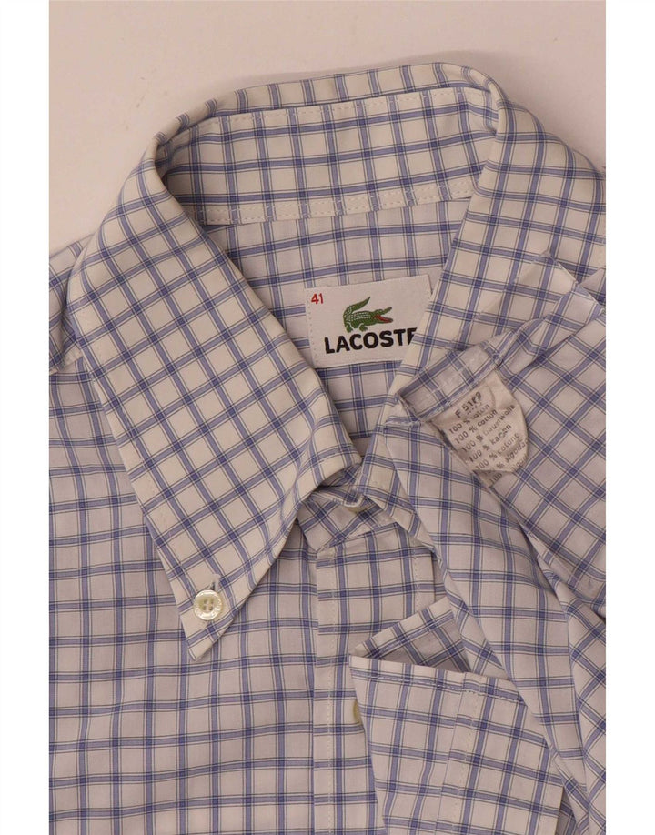 Lacoste Mens Shirt Size 41 Large Blue Check Cotton