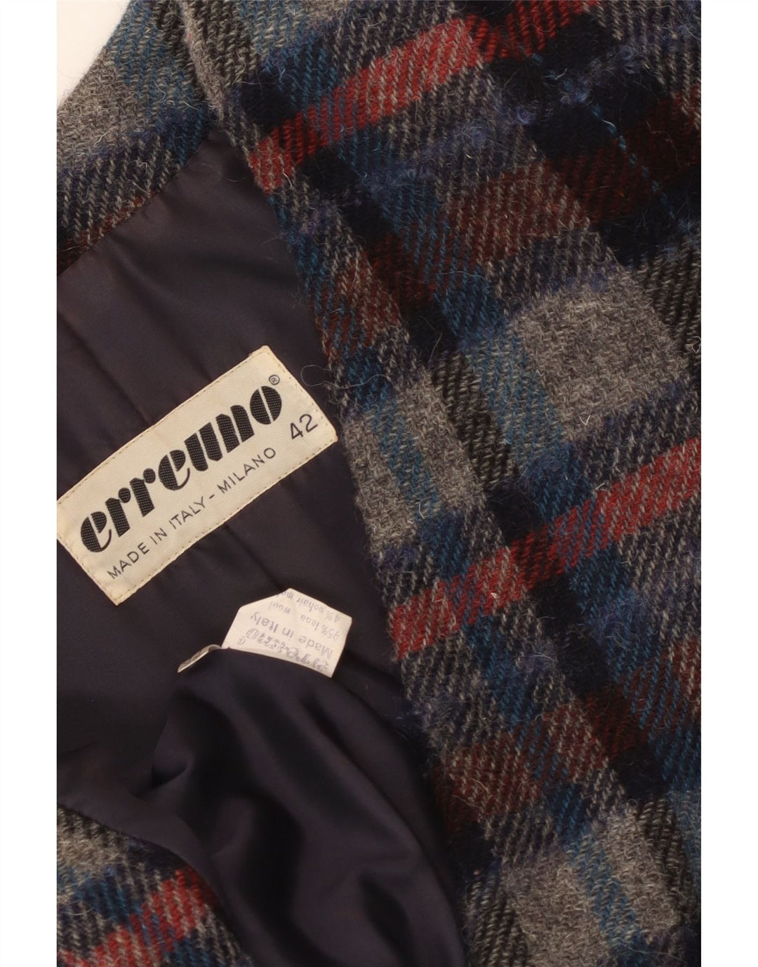 Erreuno Womens 1 Button Blazer Jacket IT 42 Medium Multicoloured Check Wool