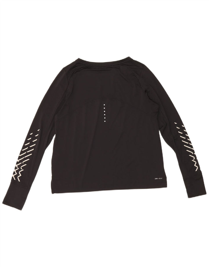 Top gráfico feminino Nike Dri Fit manga comprida UK 14 poliéster preto médio