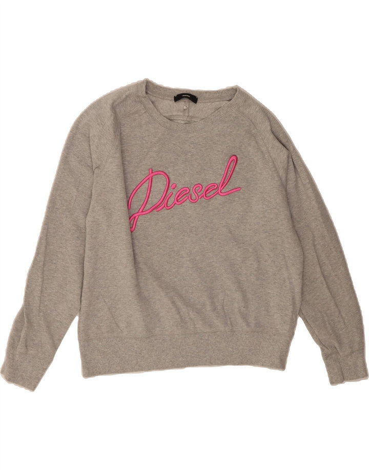 DIESEL Womens Graphic Sweatshirt Jumper UK 14 Medium Grey Cotton Vintage Diesel and Second-Hand Diesel from Messina Hembry 