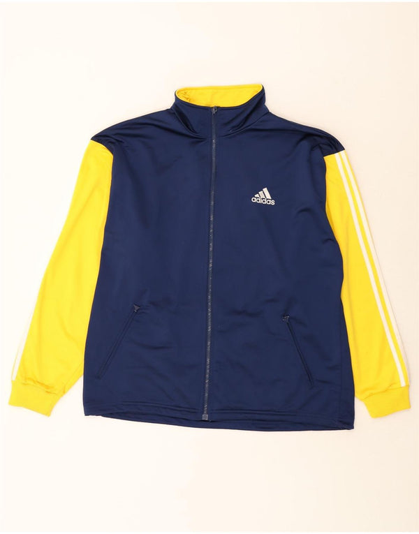 Adidas Mens Tracksuit Top Jacket UK 44/46 Large Navy Blue Colourblock