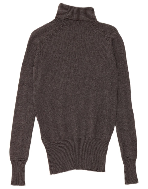 Zara Damen-Pullover mit Rollkragen, UK 12, mittelgraue Baumwolle