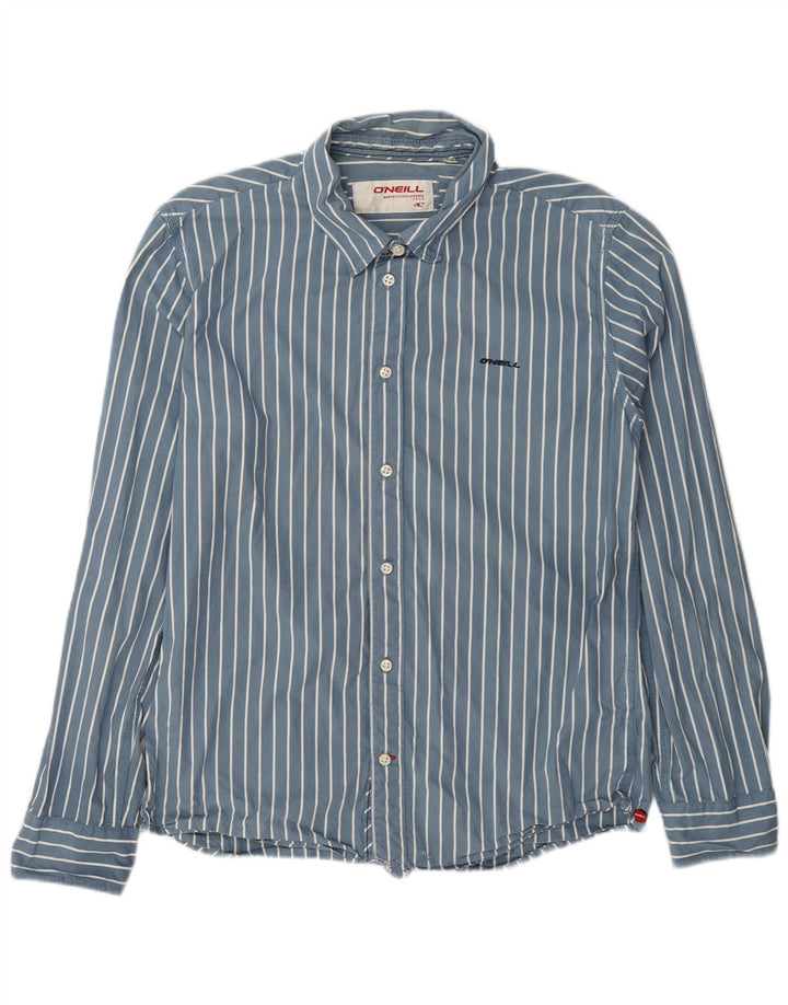 O'Neill Mens Shirt Medium Blue Pinstripe Cotton