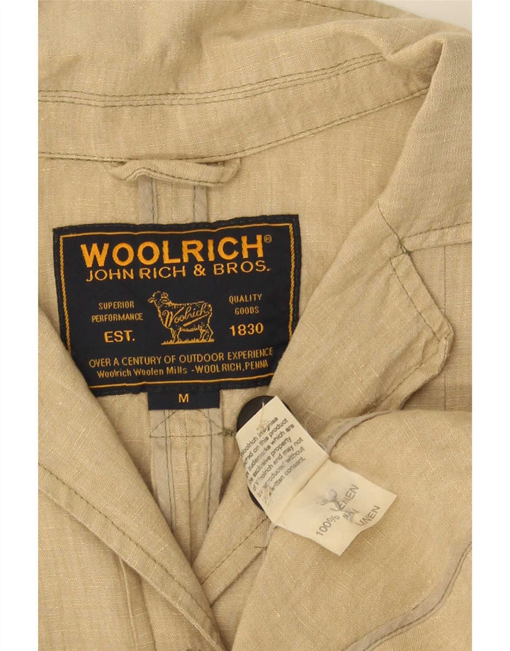 Woolrich Veste Blazer 4 Boutons Femme UK 12 Lin Beige Moyen