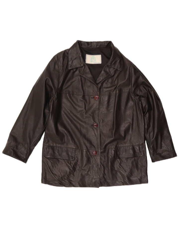 veste en cuir femme vintage UK 16 Grand Noir