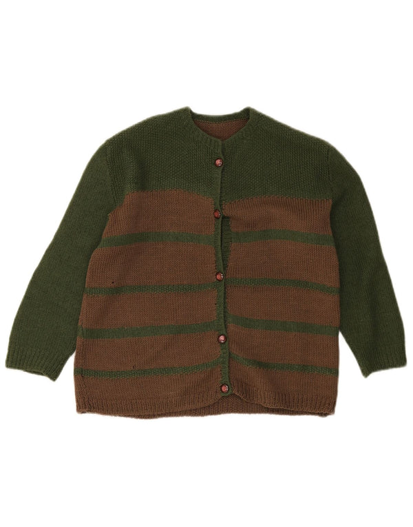 Maglione cardigan vintage per ragazze 11-12 anni a righe marroni