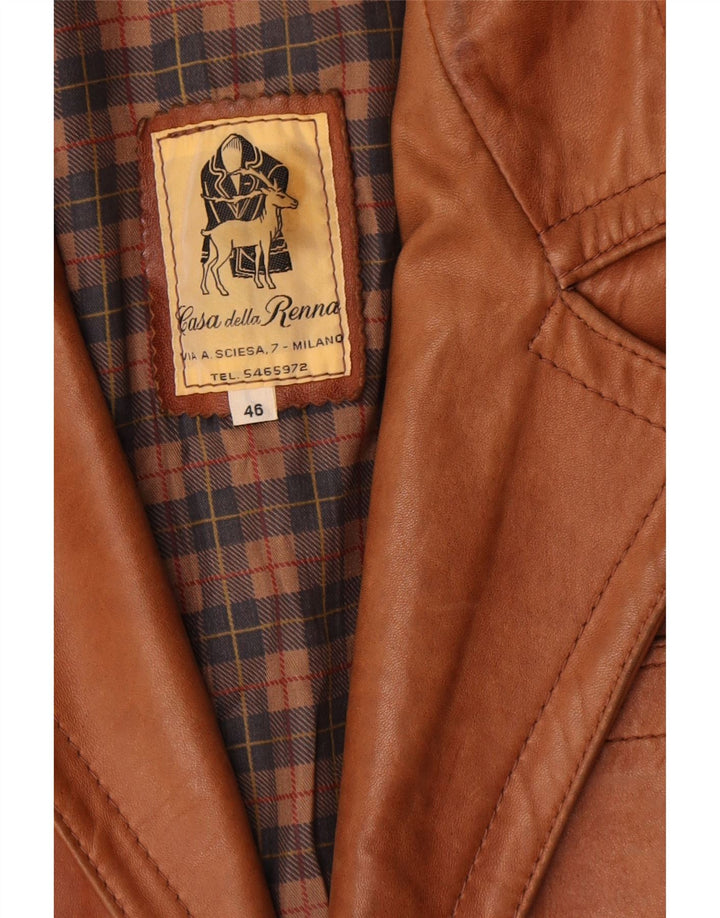 Jaqueta blazer masculina de couro com 2 botões Renna IT 46 pequena marrom