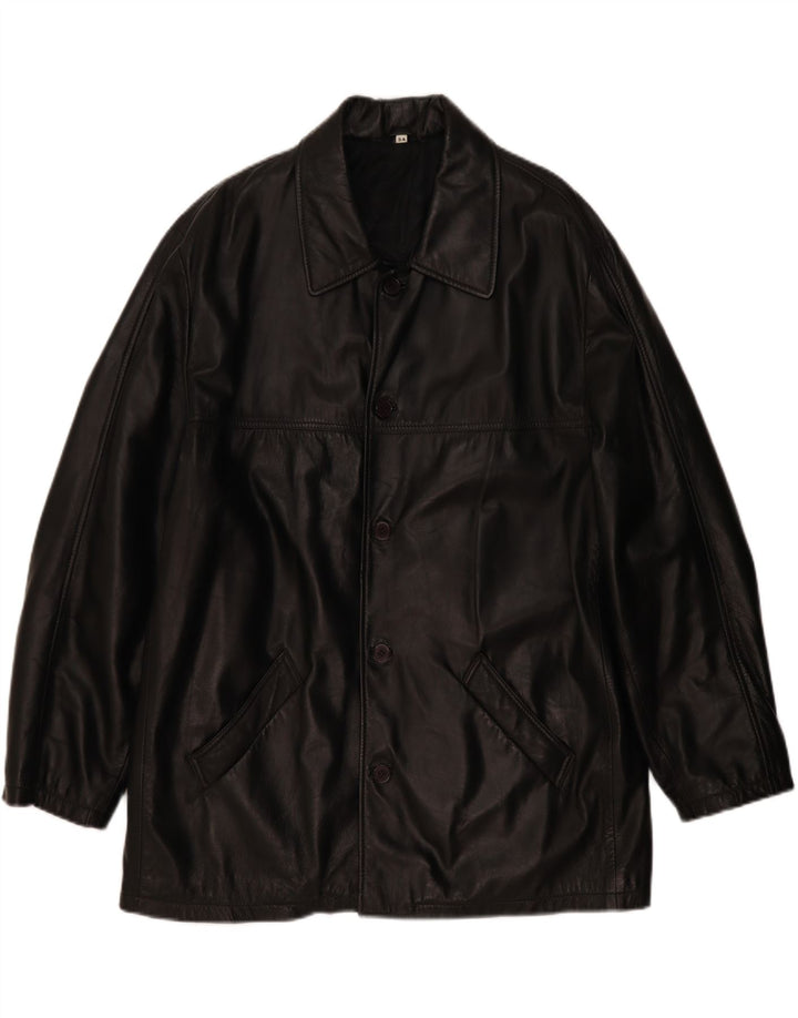 Vintage Mens Leather Jacket EU 54 2XL Black Leather