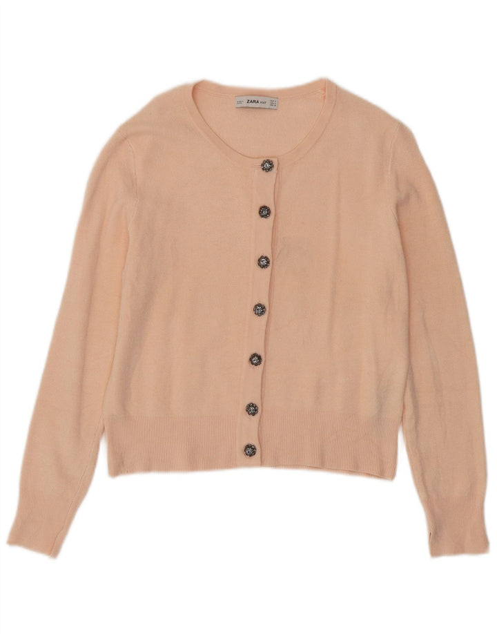 Zara Womens Cardigan Sweater UK 12 Medium Pink Viscose