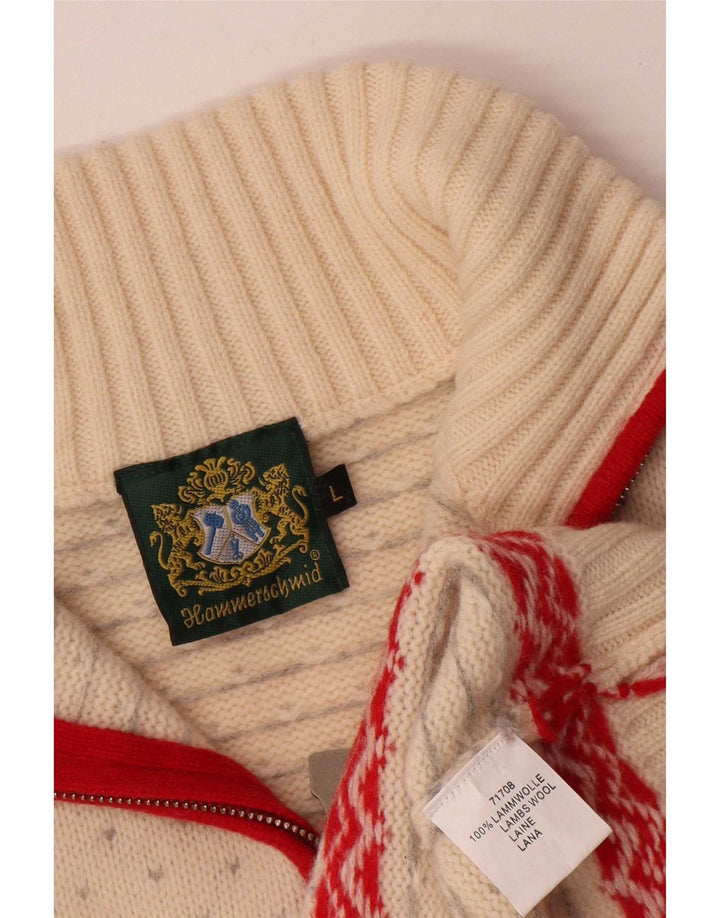 Hammerschmidt Womens Zip Neck Jumper Sweater UK 16 Large Off White
