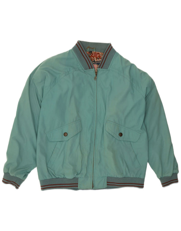 Vintage Mens Bomber Jacket IT 54 2XL Blue Striped Polyester