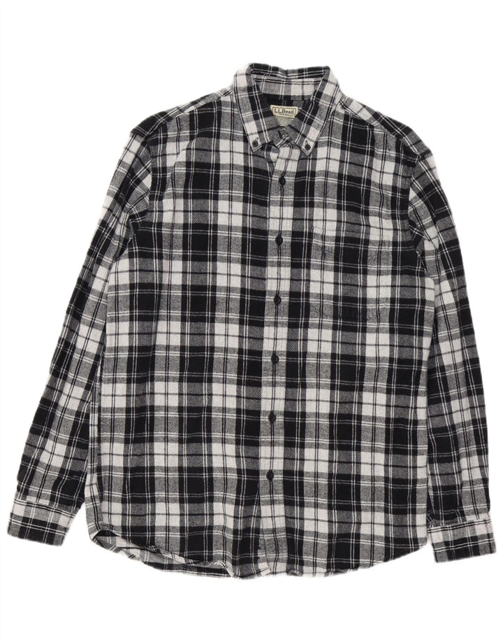 L.L.Bean Herre letsiddende flannelskjorte Medium sort plaid bomuld