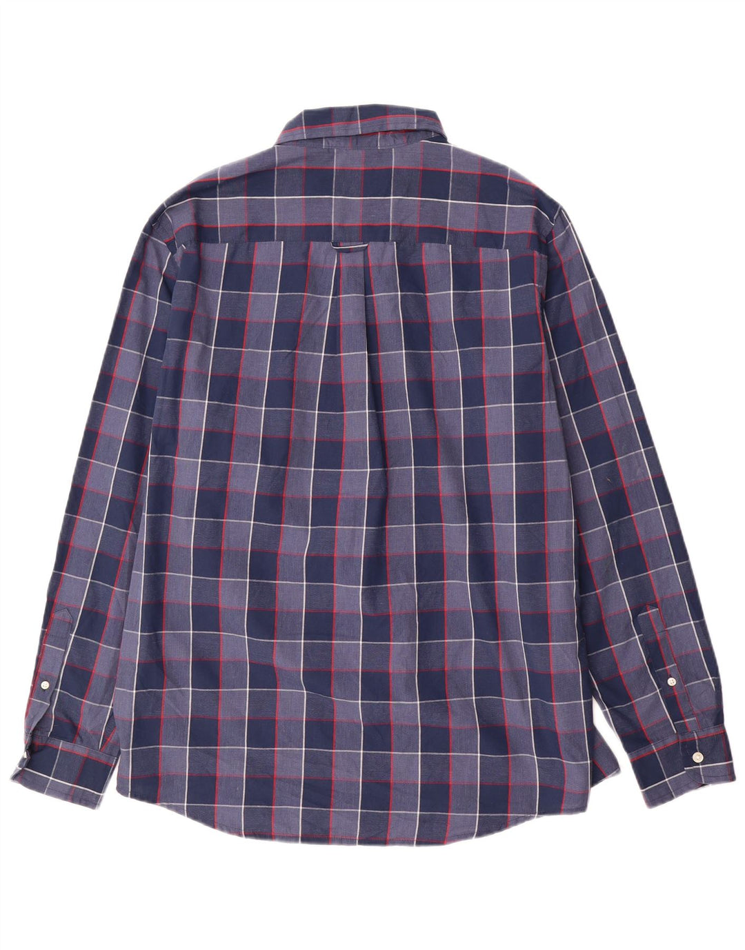 Chaps Mens Easy Care Shirt Large Navy Blue Check Cotton